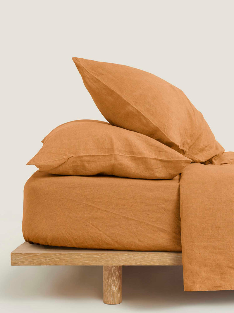100% Linen Standard Pillowslip Set (of two) in Clay