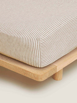 100% Linen Fitted Sheet in Olive Stripes