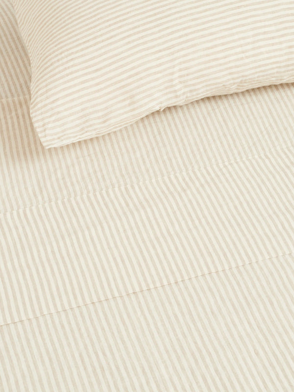 100% Linen Duvet Cover in Natural Stripes