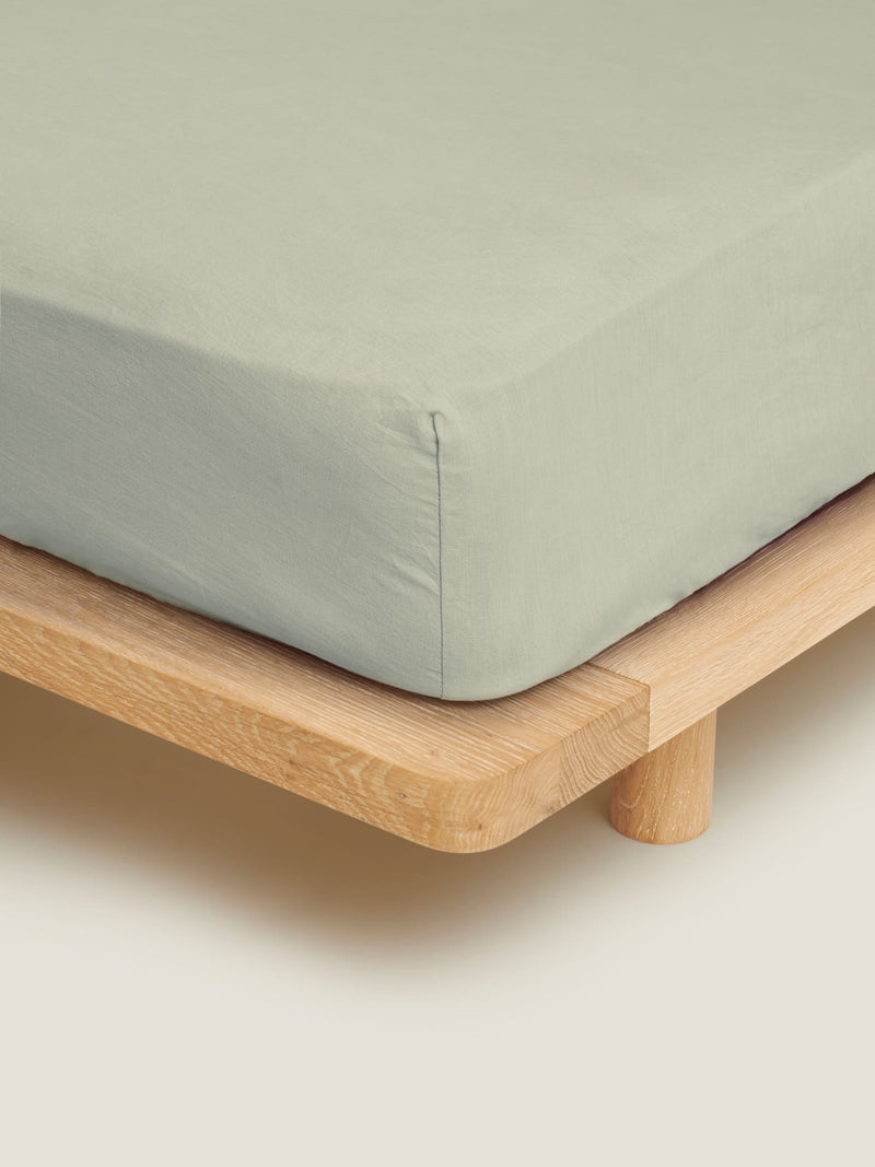 100% Linen Fitted Sheet in Sage