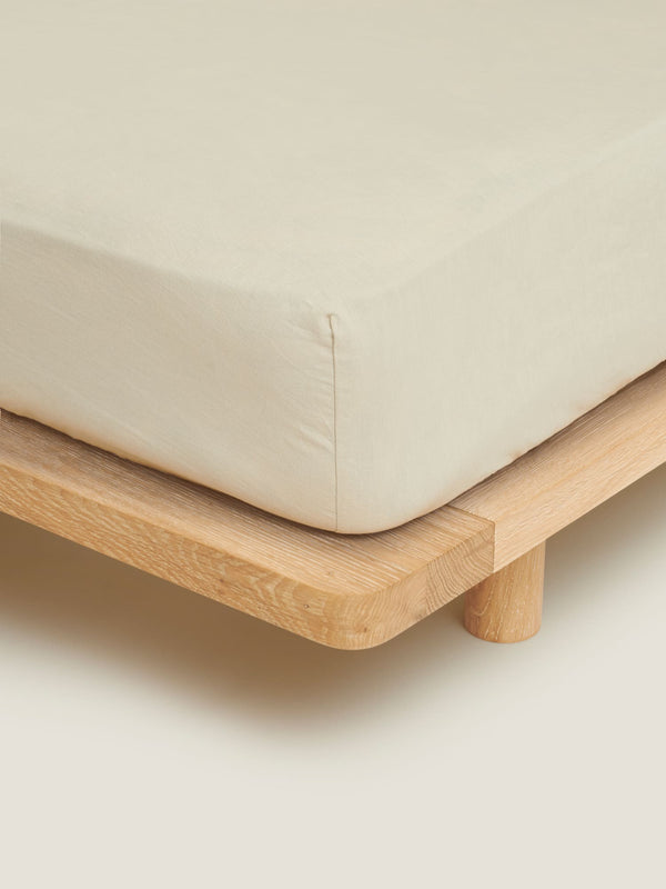 100% Linen Fitted Sheet in Sand