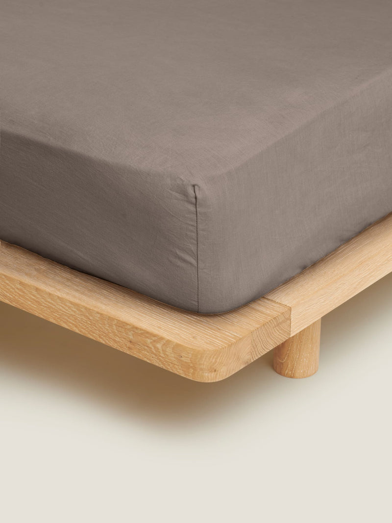 100% Linen Fitted Sheet in Storm