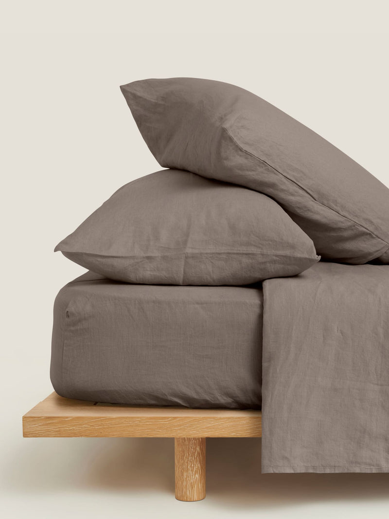 100% Linen Standard Pillowslip Set (of two) in Storm