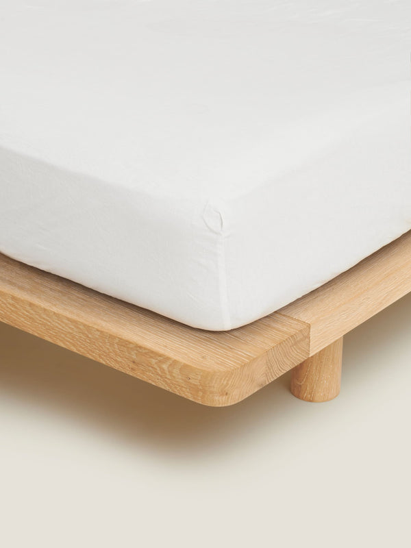 100% Linen Fitted Sheet in White