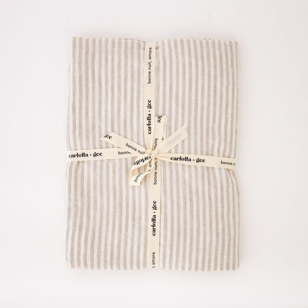 Linen Beach Towel In Natural Stripes