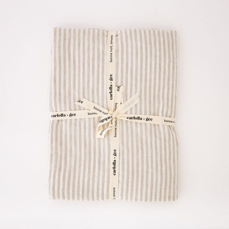 Linen Beach Towel In Natural Stripes