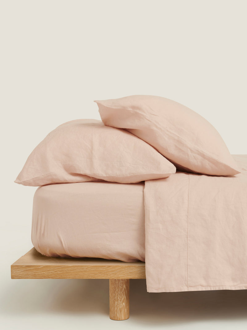 100% Linen Standard Pillowslip Set (of two) in Blush
