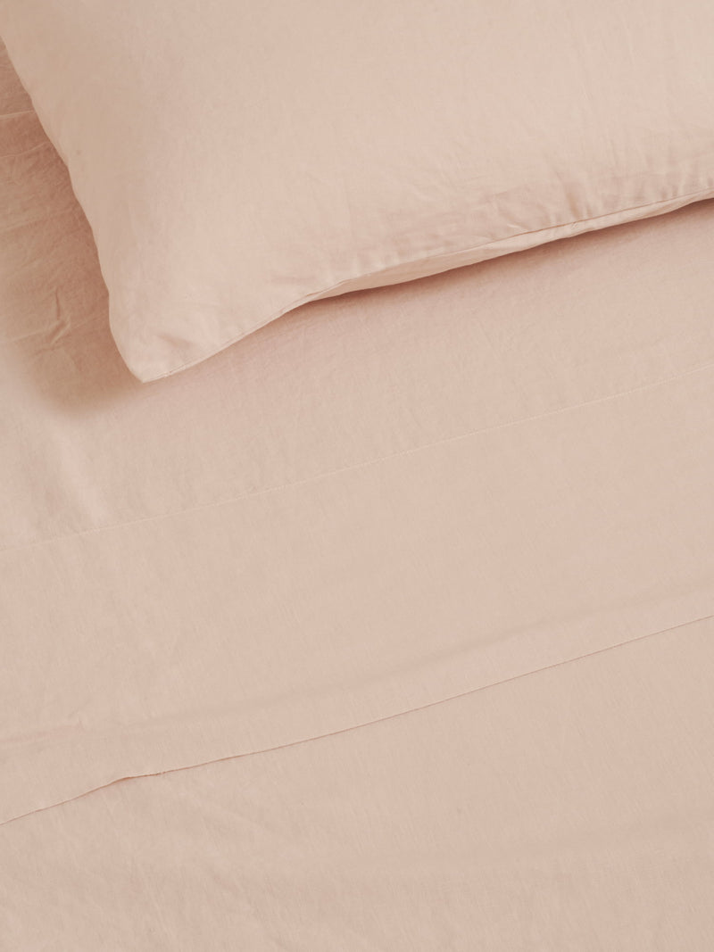 100% Linen Fitted Sheet in Blush