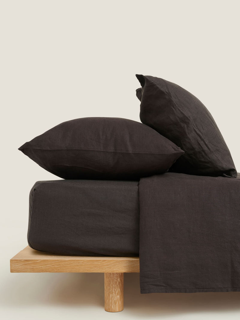 100% Linen Standard Pillowslip Set (of two) in Charcoal