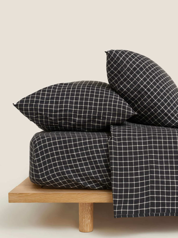 100% Linen Fitted Sheet in French Navy
