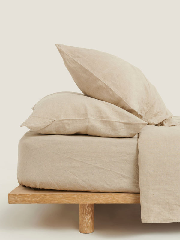 100% Linen Fitted Sheet in Natural