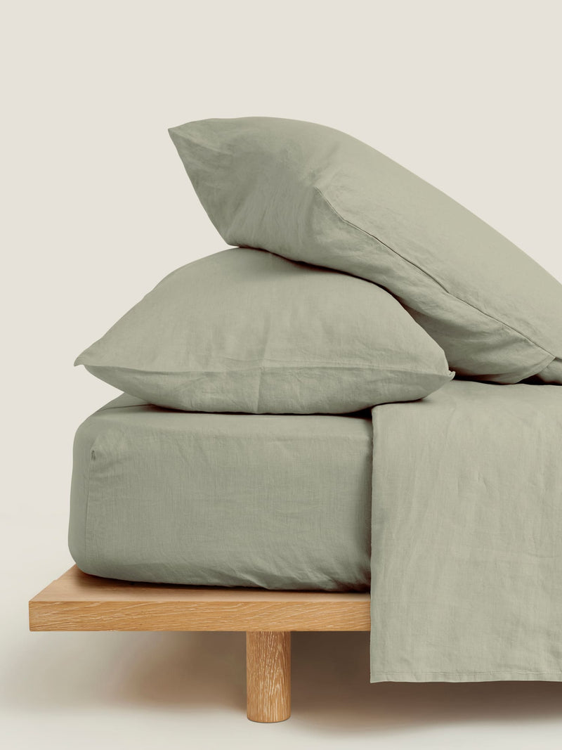 100% Linen Standard Pillowslip Set (of two) in Sage