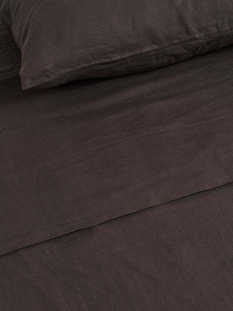 100% Linen Standard Pillowslip Set (of two) in Charcoal
