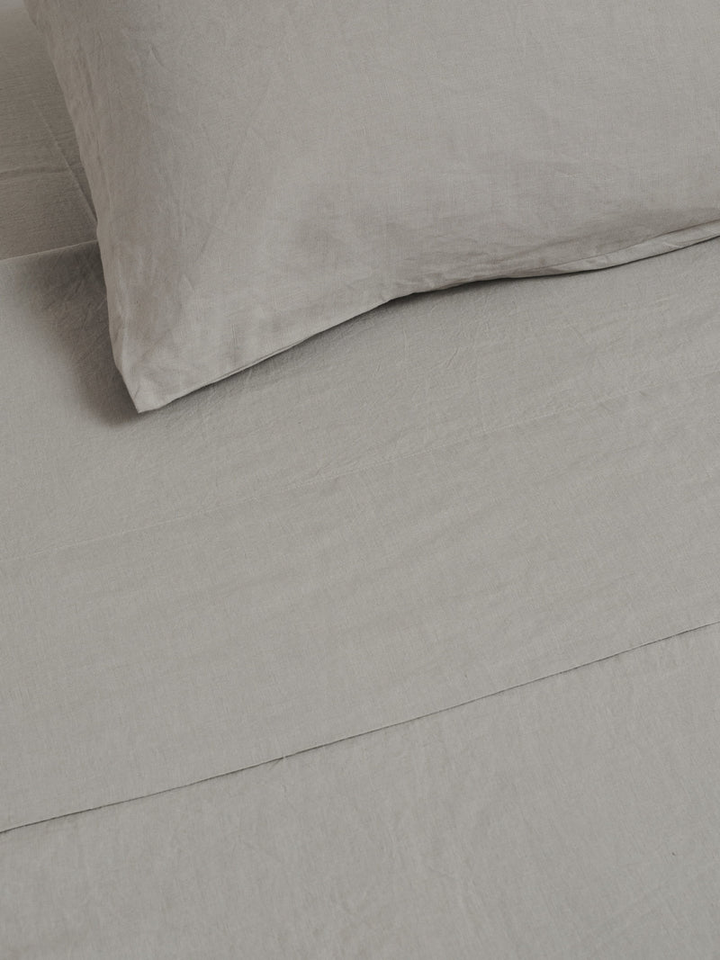 100% Linen Fitted Sheet in Cloud