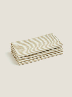 100% Linen Napkin set in Olive Stripes