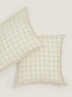 100% Linen Euro Pillowslip Set (of two) in Black Grid