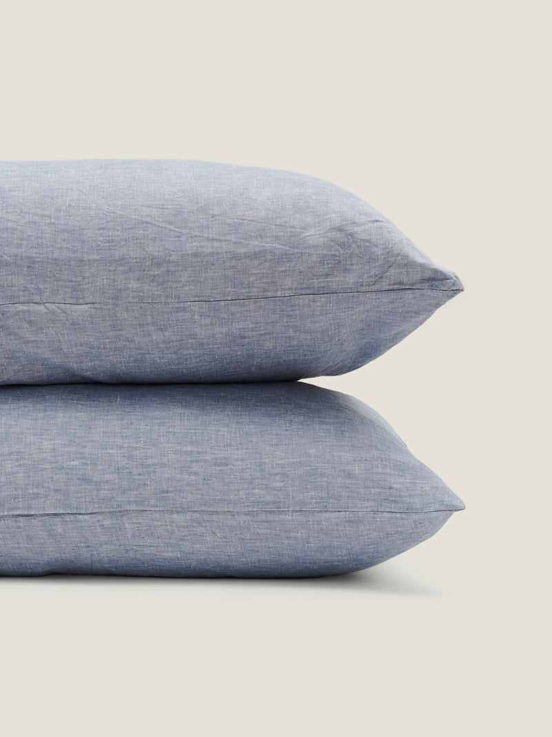 100% Linen Standard Pillowslip Set (of two) in Ocean