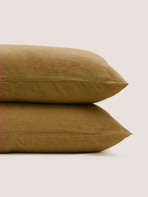 100% Linen Standard Pillowslip Set (of two) in Olive