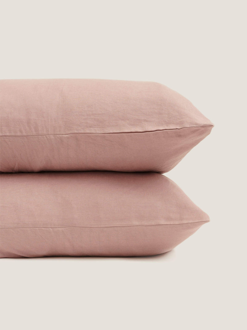 100% Linen Standard Pillowslip Set (of two) in Rosewood