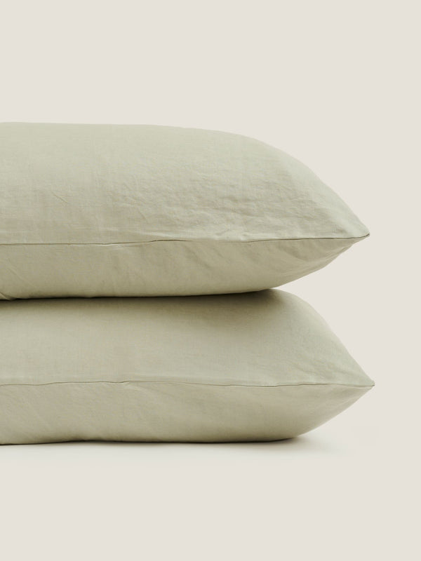 100% Linen Standard Pillowslip Set (of two) in Sage