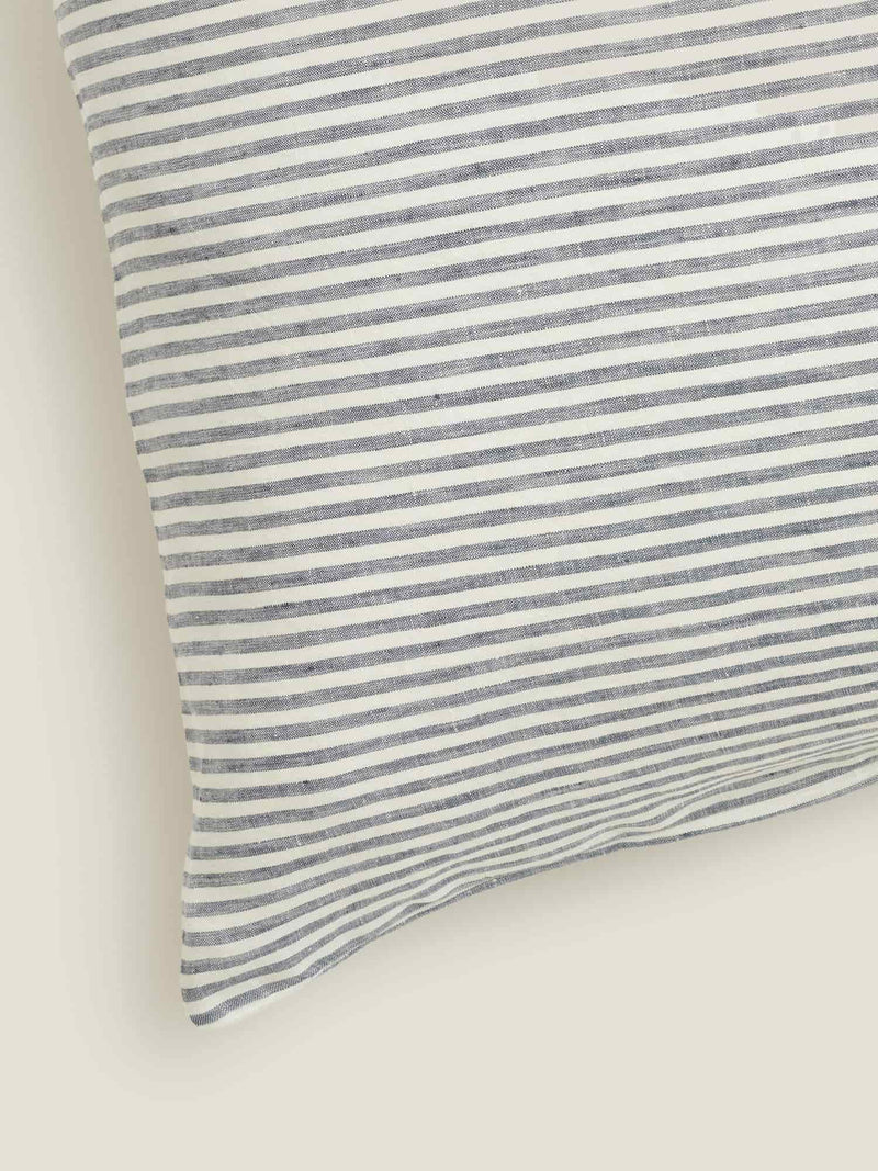 100% Linen Standard Pillowslip Set (of two) in Blue Stripes