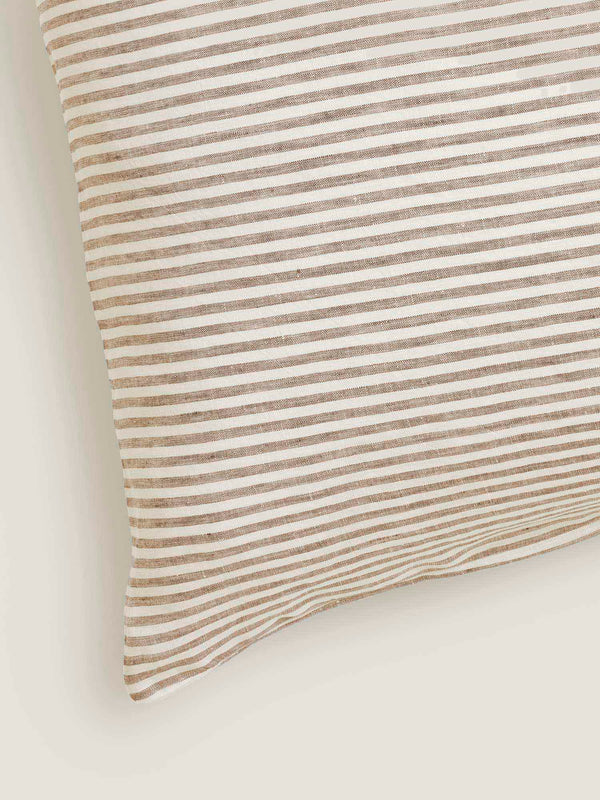 100% Linen Standard Pillowslip Set (of two) in Olive Stripes