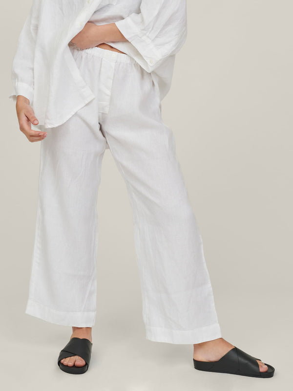 100% Linen pants in White