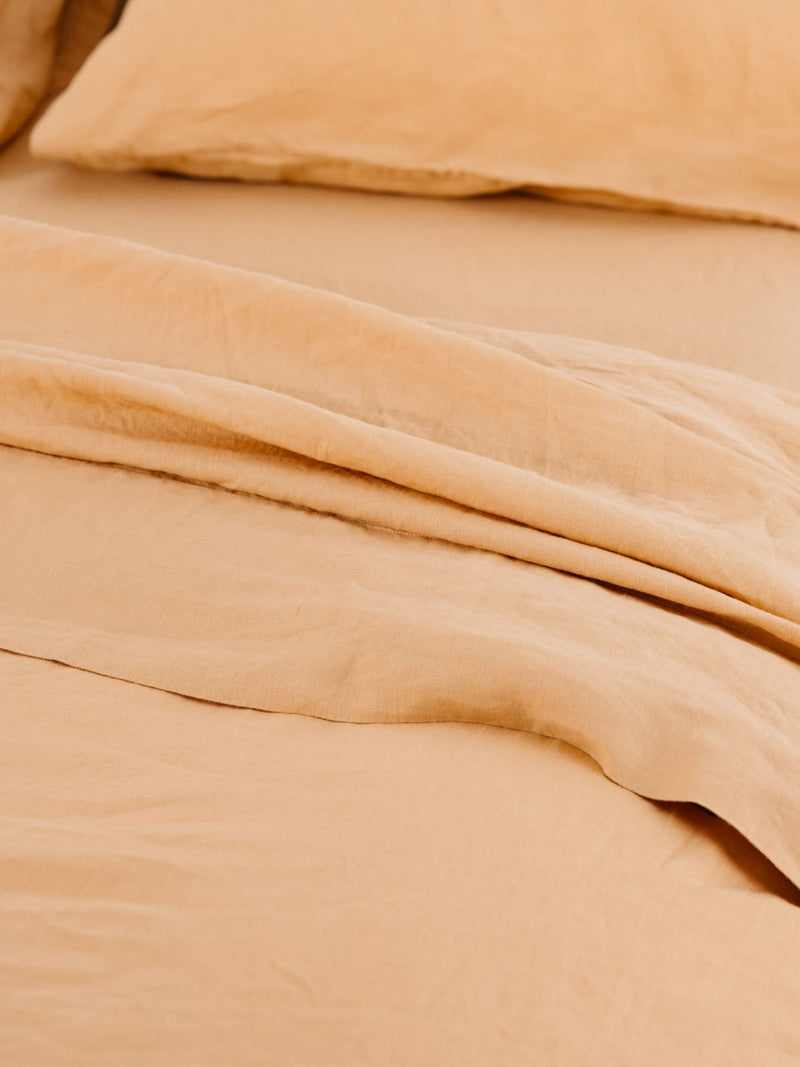 100% Linen Standard Pillowslip Set (of two) in Apricot