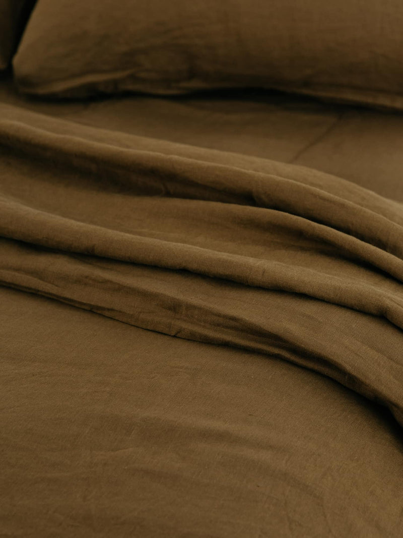 100% Linen Sheet Set in Olive